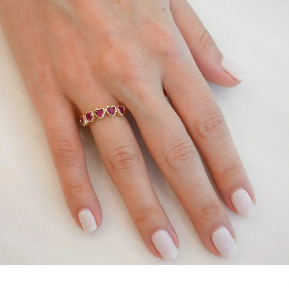 RUBY MULTI HEART RING from EF collection - Picture 2 of 3